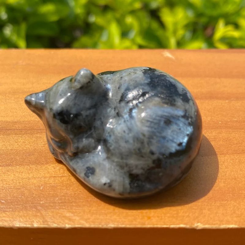 #27 Blue Rhyolite Sleeping Gemstone Cat