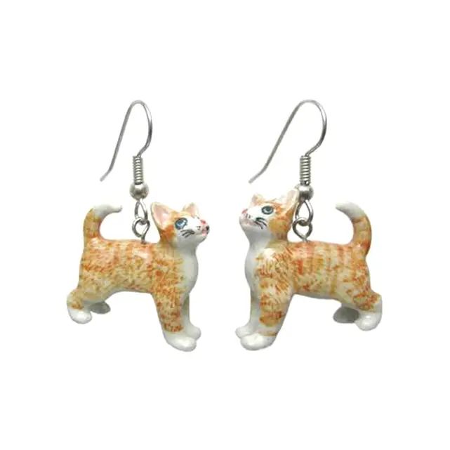 Ginger Kitten Porcelain Earrings