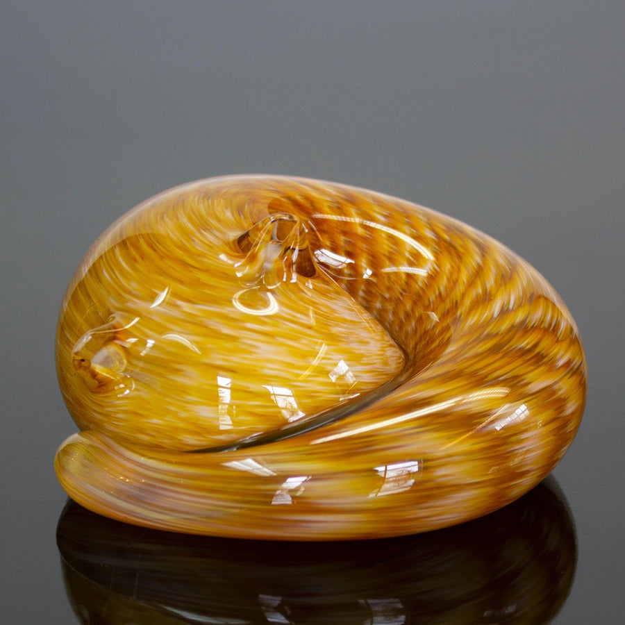 Gatito Durmiente de Vidrio Hecho a Mano, Jengibre