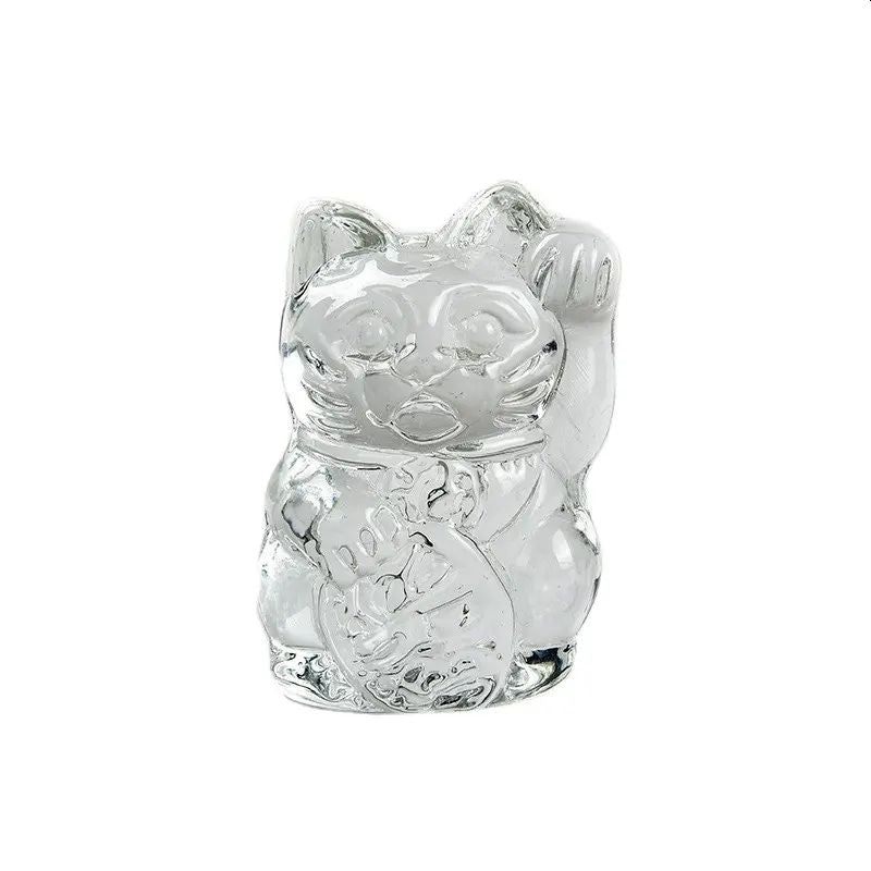 Gato de Cristal de la Suerte Maneki Neko Blanco / Transparente - Felicidad