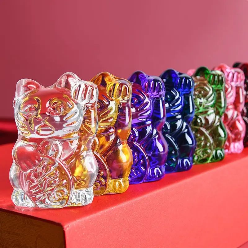 Gato de Cristal de la Suerte Maneki Neko Blanco / Transparente - Felicidad