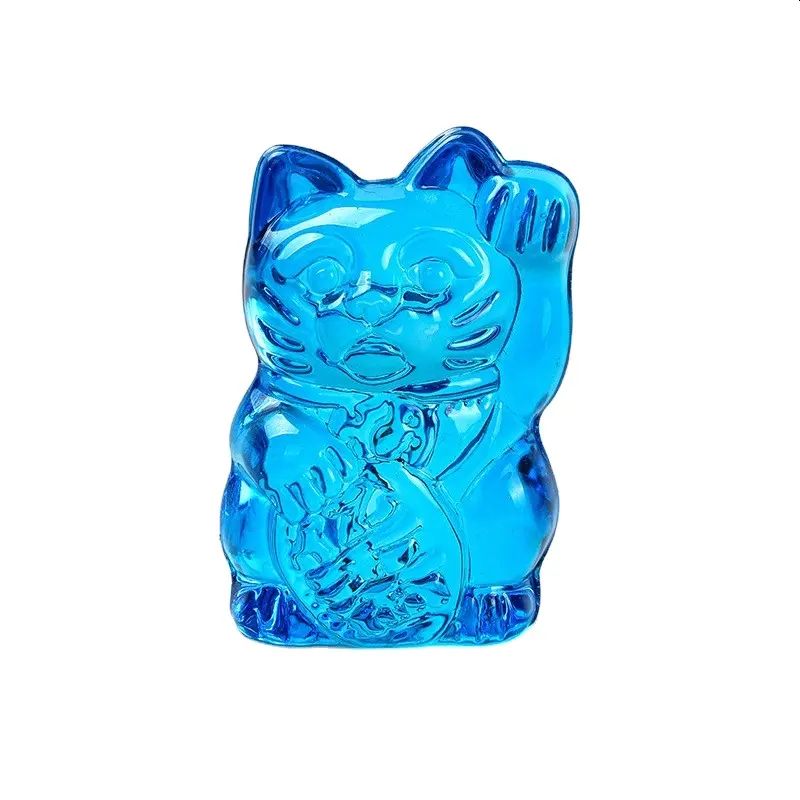 招财猫幸运玻璃猫淡蓝色 - 学术和事业成功