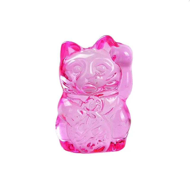 Maneki Neko Lucky Glass Cat Pink - Love and Romance