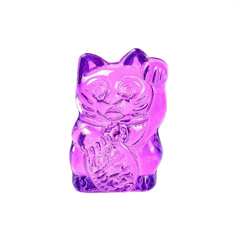 Maneki Neko Lucky Glass Cat Púrpura - Prosperidad