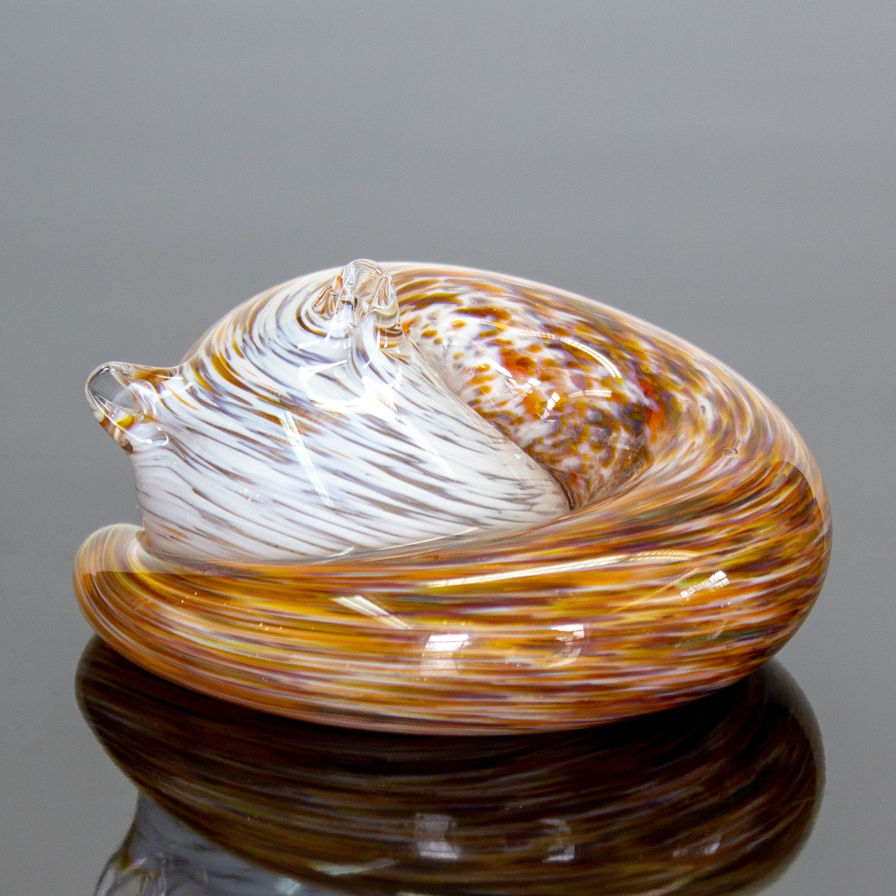 Handmade Glass Sleeping Kitty, Tabby