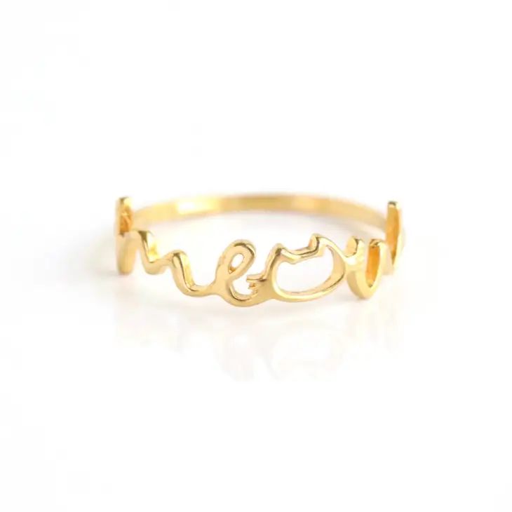 Gold Meow Ring, Size N
