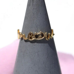 Gold Meow Ring, Size P