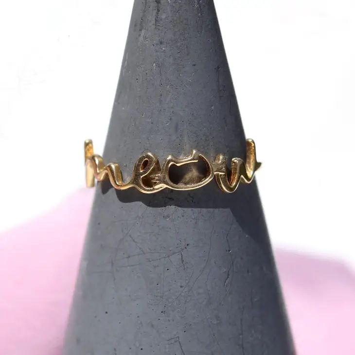 Gold Meow Ring, Size N