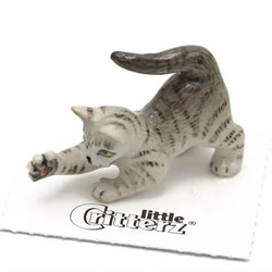 灰色虎斑小猫陶瓷微型