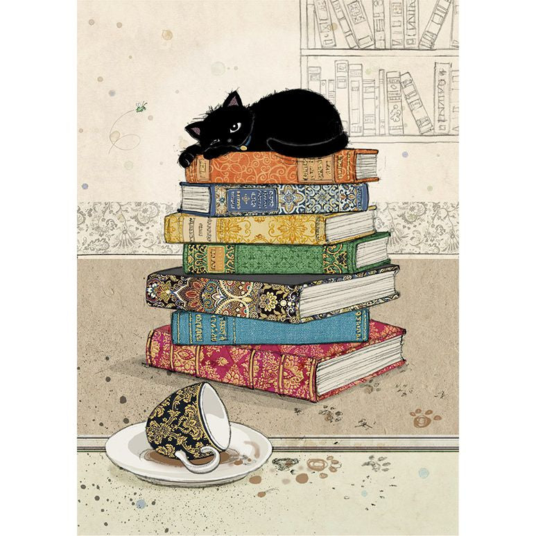 Books Kitty Card by Bug Art