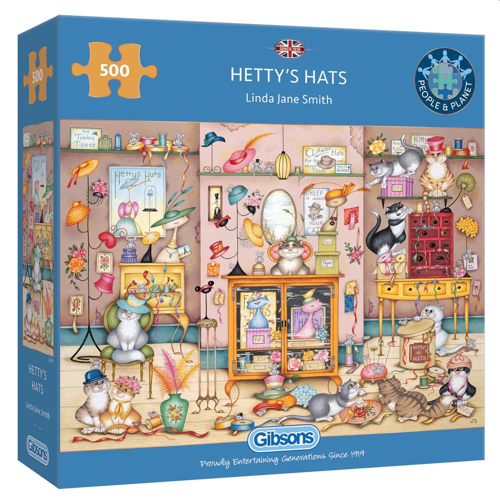 Crazy Cats Hetty's Hats 500 Piece Jigsaw