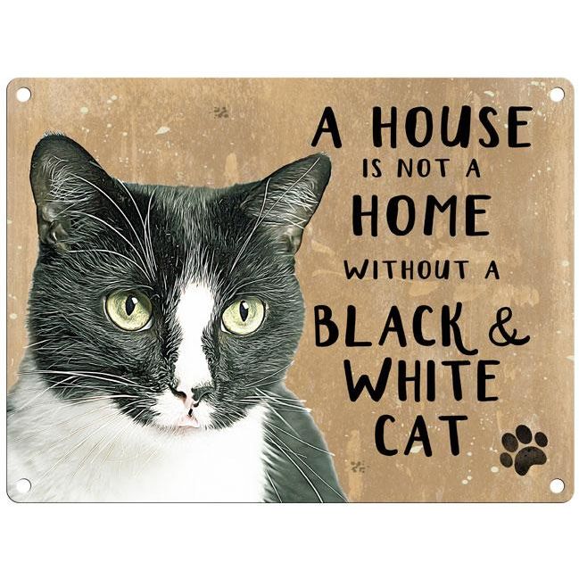 A house is not a home without a Black & White Cat Metal Dangler