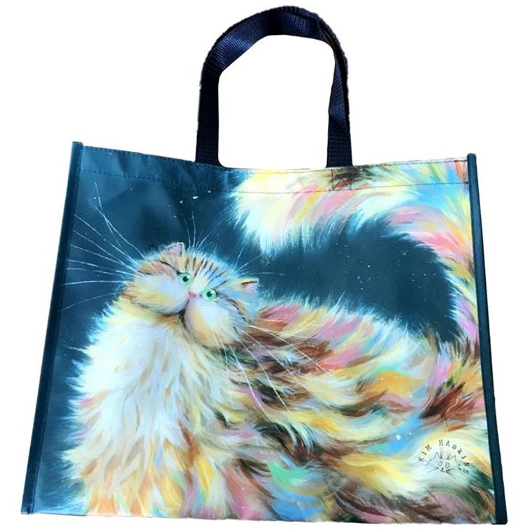Bolso shopper con diseño de gato arcoíris de Kim Haskins