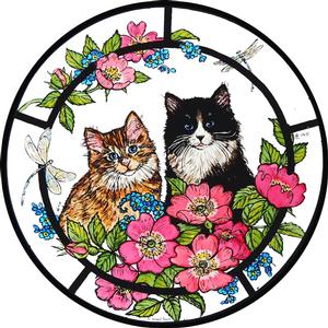 Kittens & Roses Window Cling