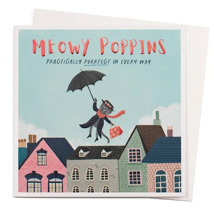 Meowy Poppins Greetings Card