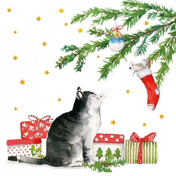 圣诞猫餐巾