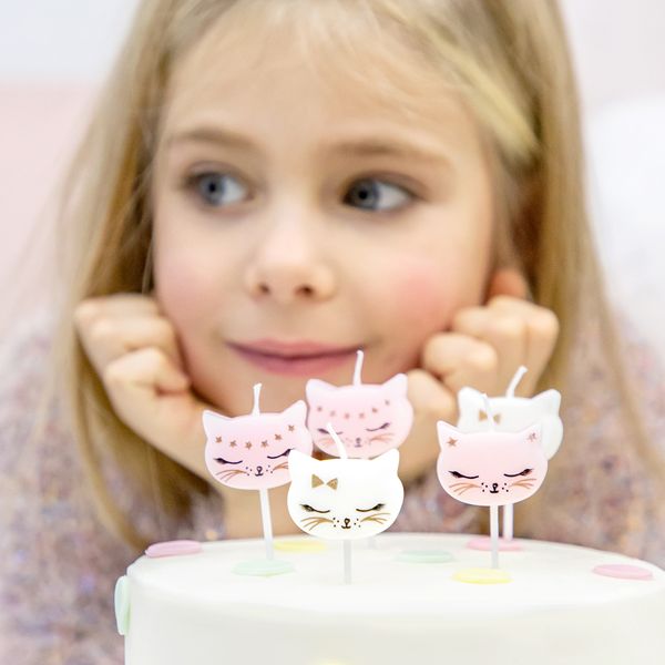 Party Cat Cake Candles, set of 6