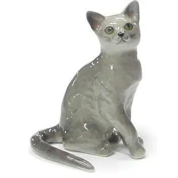 Russian Blue Kitten Porcelain Miniature