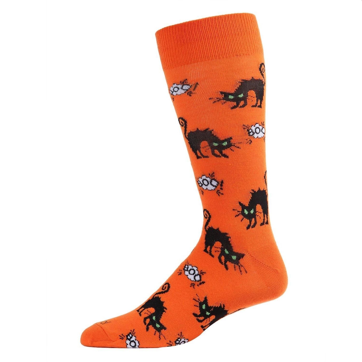 Scary Cat 男士袜子，橙色