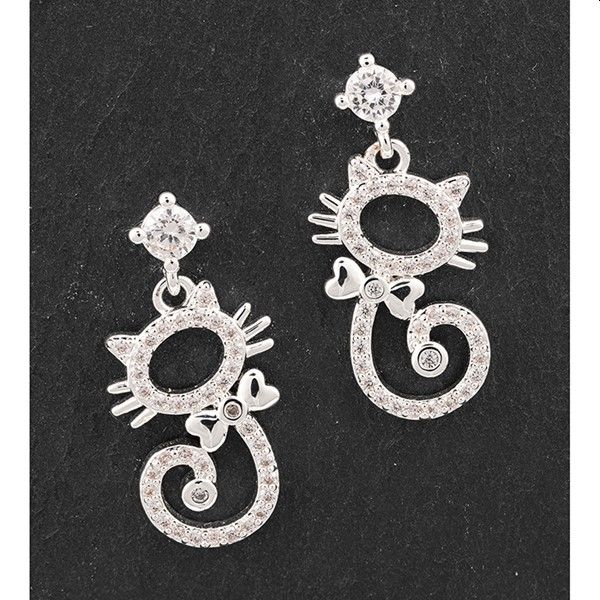 Sparkle Swirl Cat Earrings