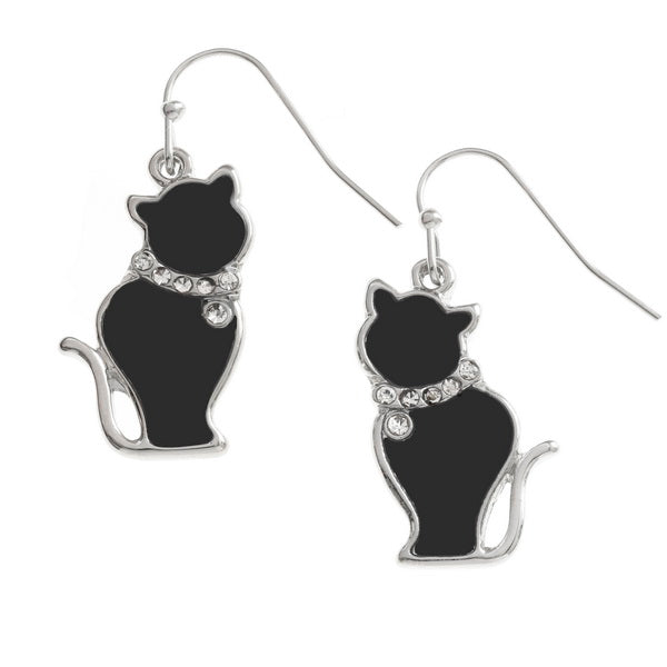 Black Cat Drop Earrings