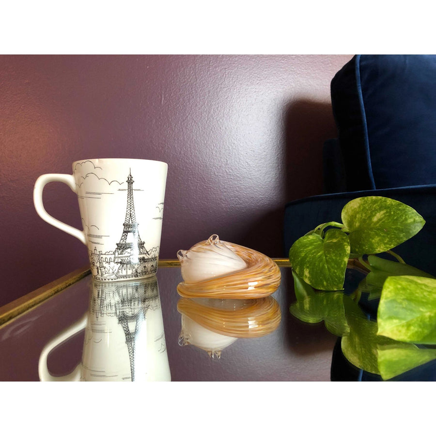 Handmade Glass Sleeping Kitty, Tabby