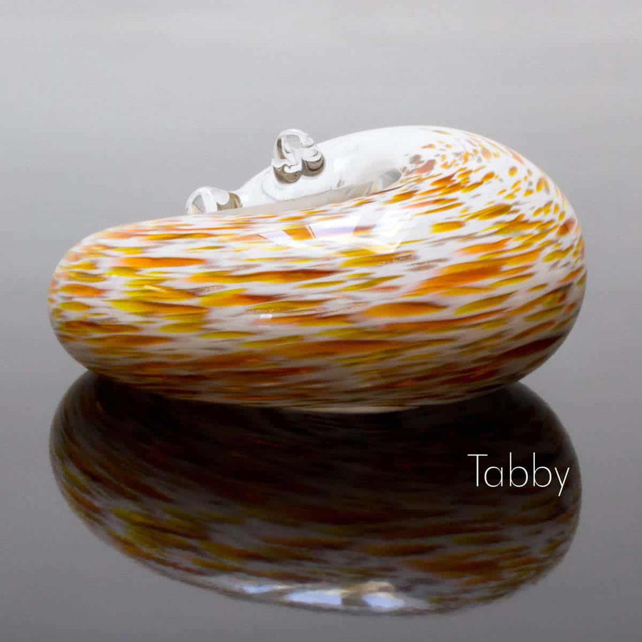 Handmade Glass Sleeping Kitty, Tabby