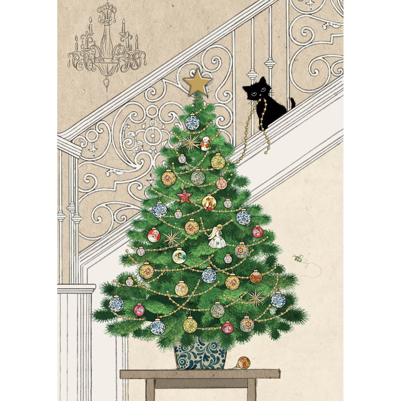 Tree Kitten Christmas Card