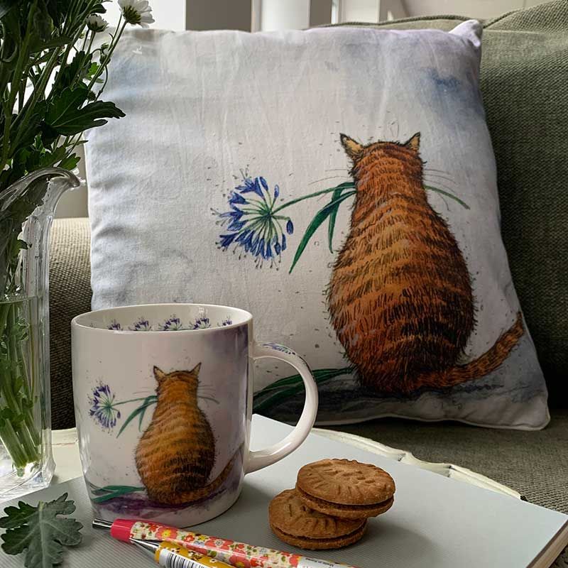 Cat and Agapanthus Mug