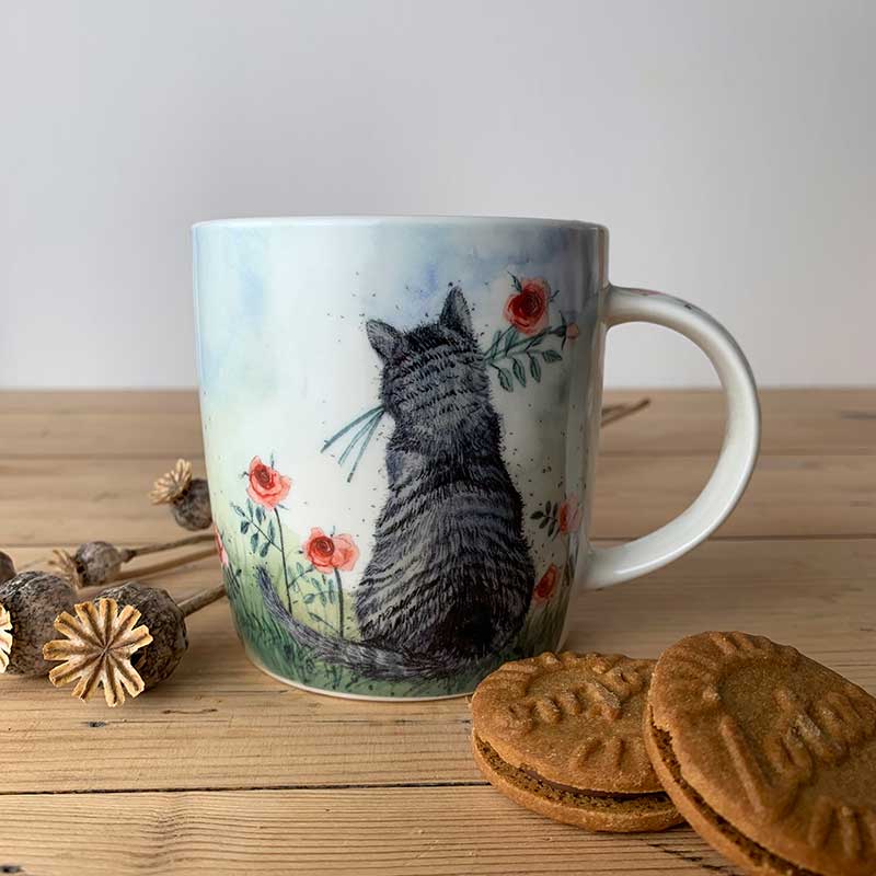 Cat and Roses Mug