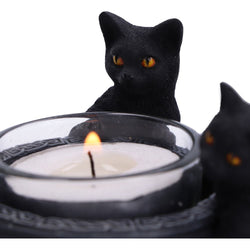 Familiar Trio Black Cat Tealight Holder