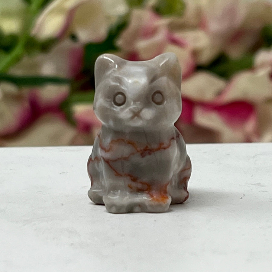 Red Veinstone Gemstone Kitten August Birthstone
