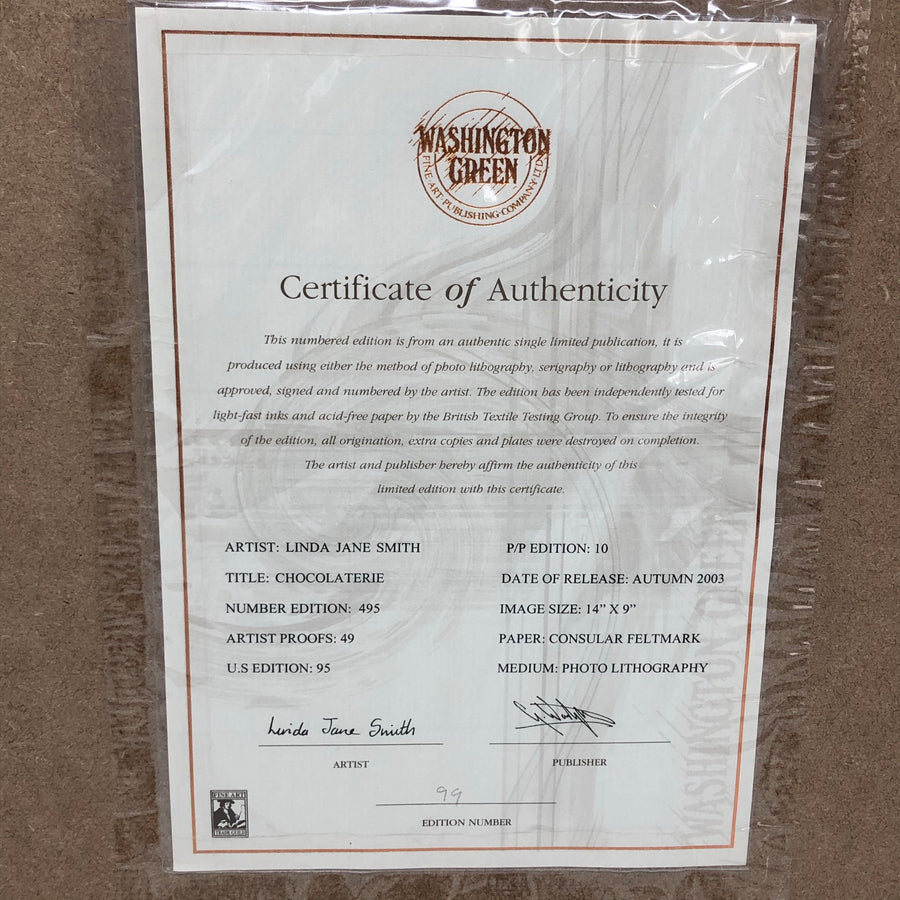 Vintage Framed Limited Edition Print by Linda Jane Smith - Chocolaterie