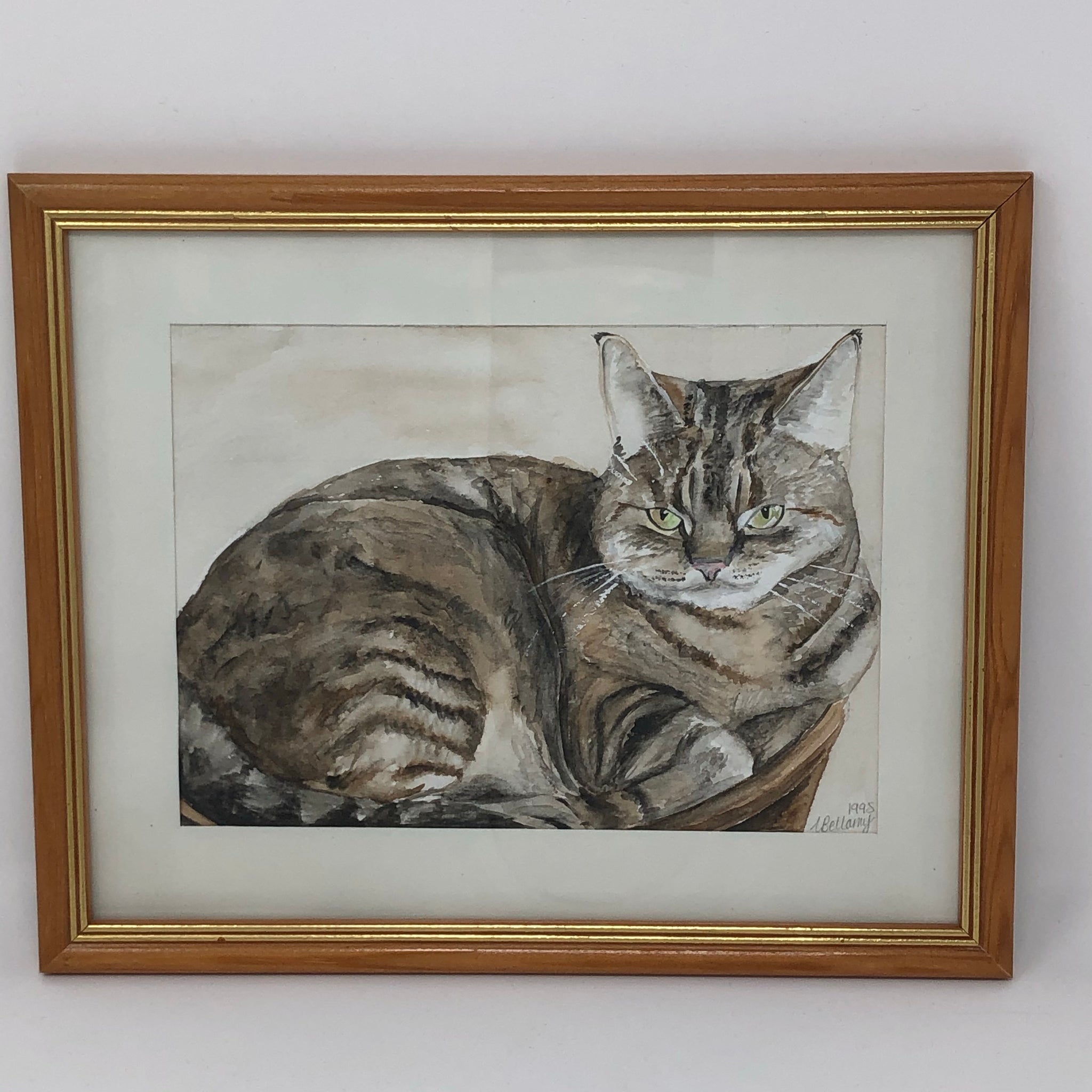 Vintage Tabby Cat ORIGINAL Watercolour