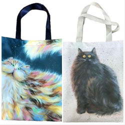 Bolsos de compras con diseño de gato de Kim Haskins, paquete de 2