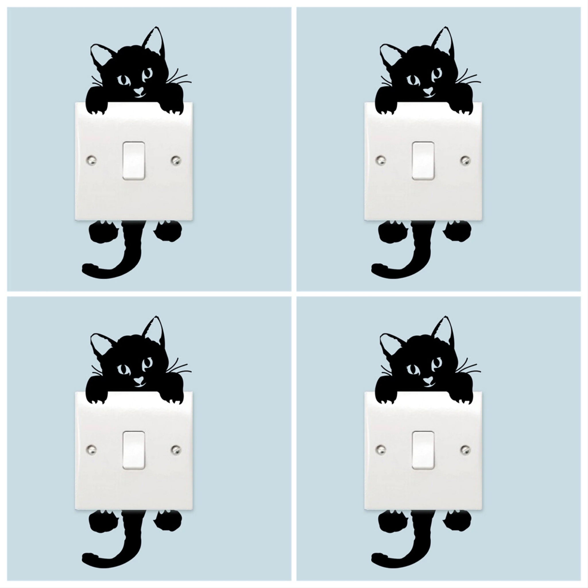 黑色小猫灯开关贴纸（4 件装）