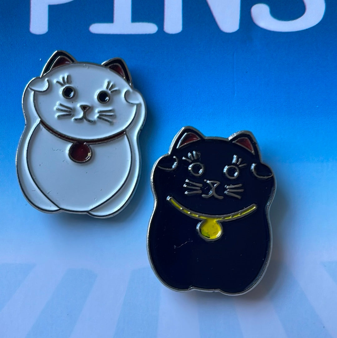 Lucky Cat Lapel Pins, pack of 2