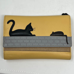 Mala Leather Cat and Mouse Tri-Fold Purse