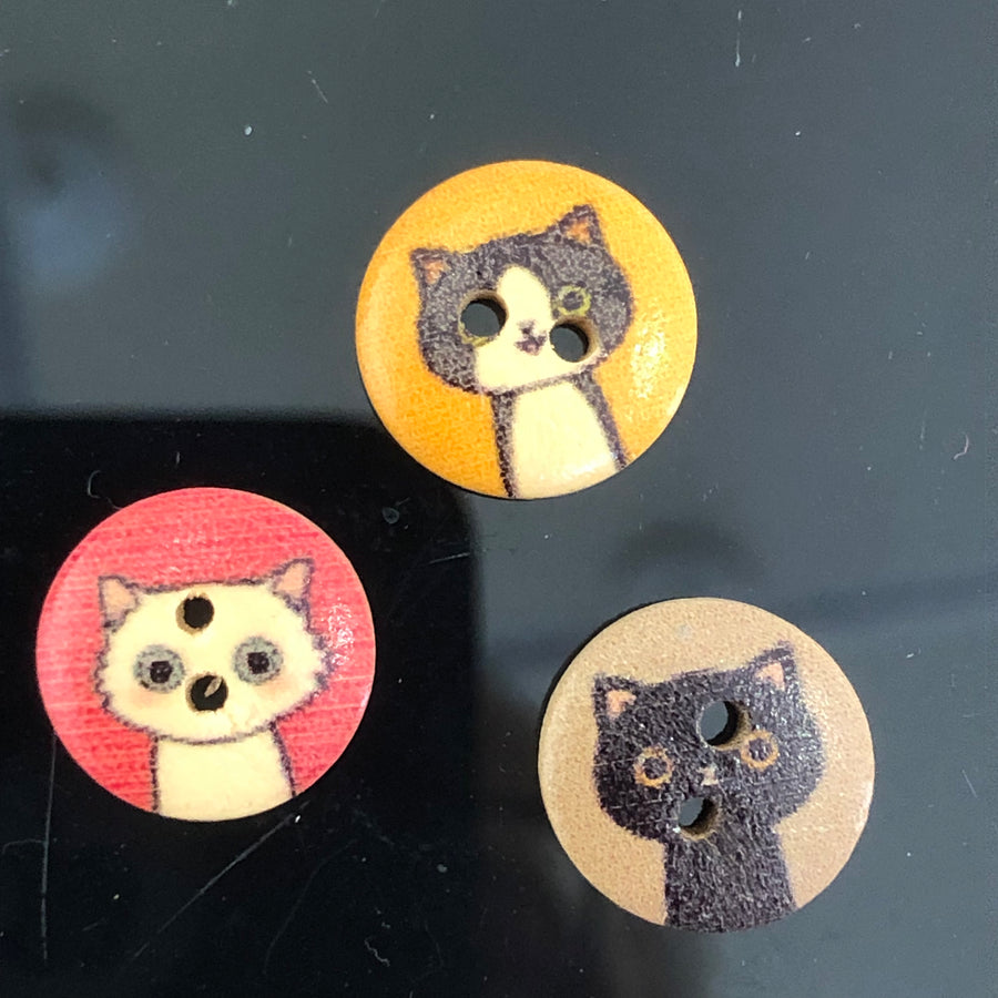 FOUR Cat Motif Buttons