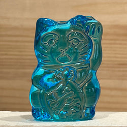 Maneki Neko Lucky Glass Cat Light Blue - Academic and career success