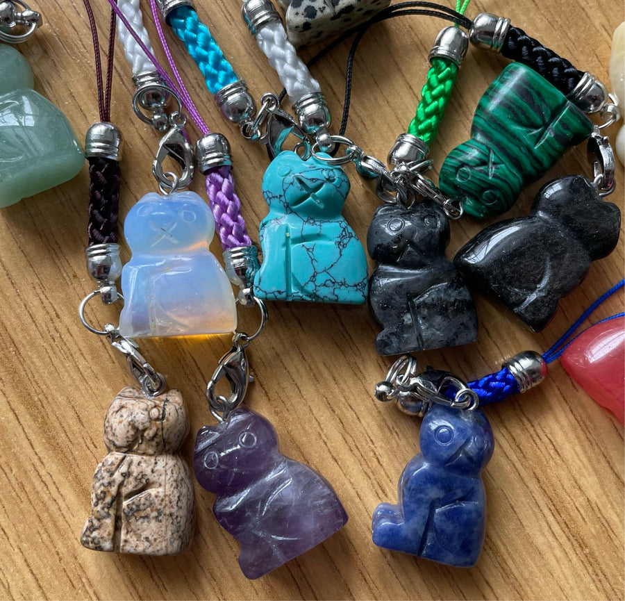 Gemstone Cat Bag Charm, The Lucky Cat Shop