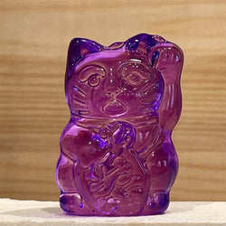 Maneki Neko Lucky Glass Cat Purple - Prosperity