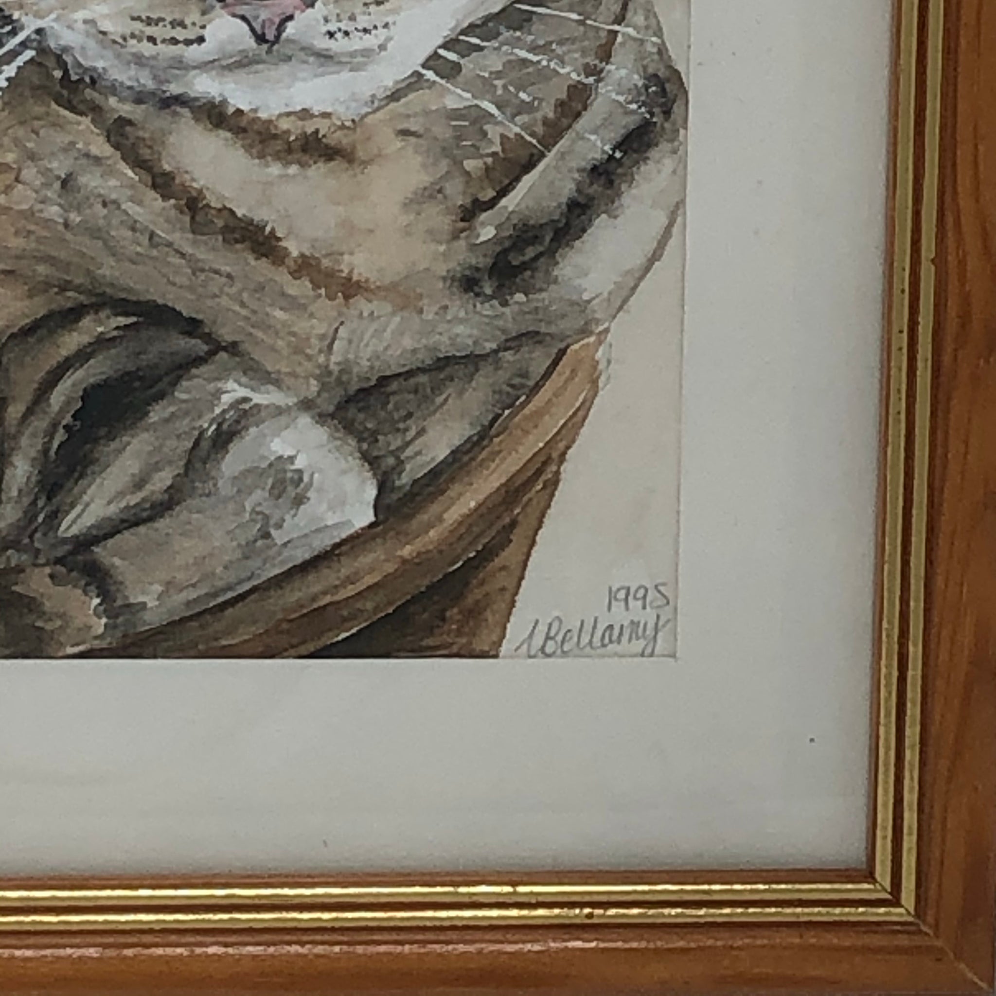 Vintage Tabby Cat ORIGINAL Watercolour