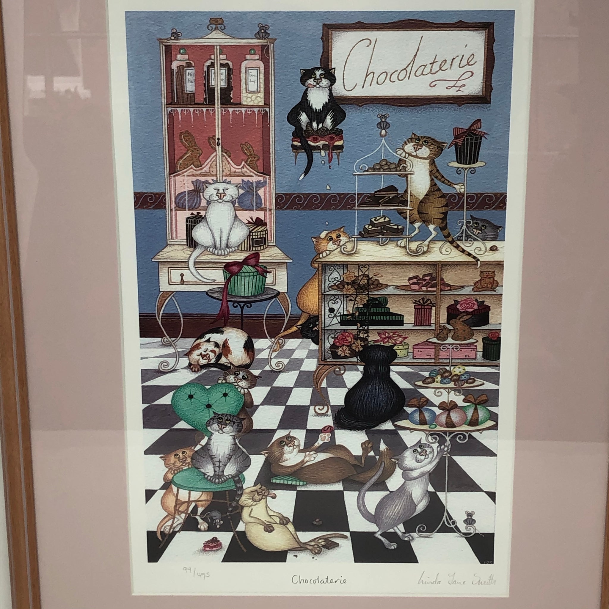 Vintage Framed Limited Edition Print by Linda Jane Smith - Chocolaterie