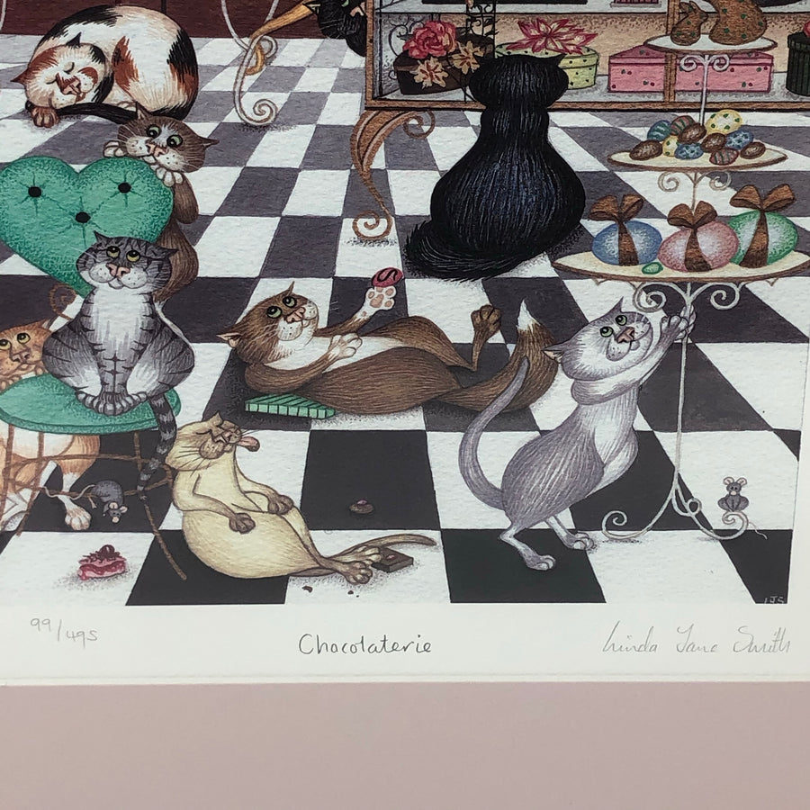 Vintage Framed Limited Edition Print by Linda Jane Smith - Chocolaterie