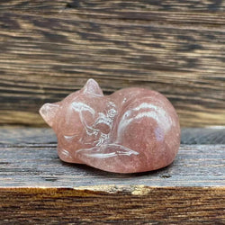 #7 Strawberry Stone Sleeping Gemstone Cat July Birthstone