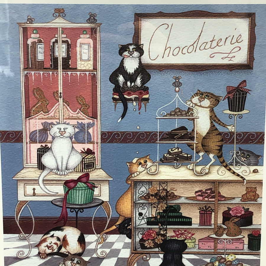 Vintage Framed Limited Edition Print by Linda Jane Smith - Chocolaterie