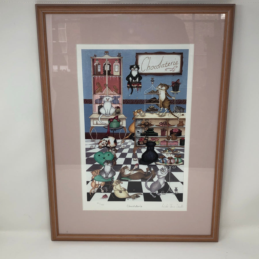 Vintage Framed Limited Edition Print by Linda Jane Smith - Chocolaterie