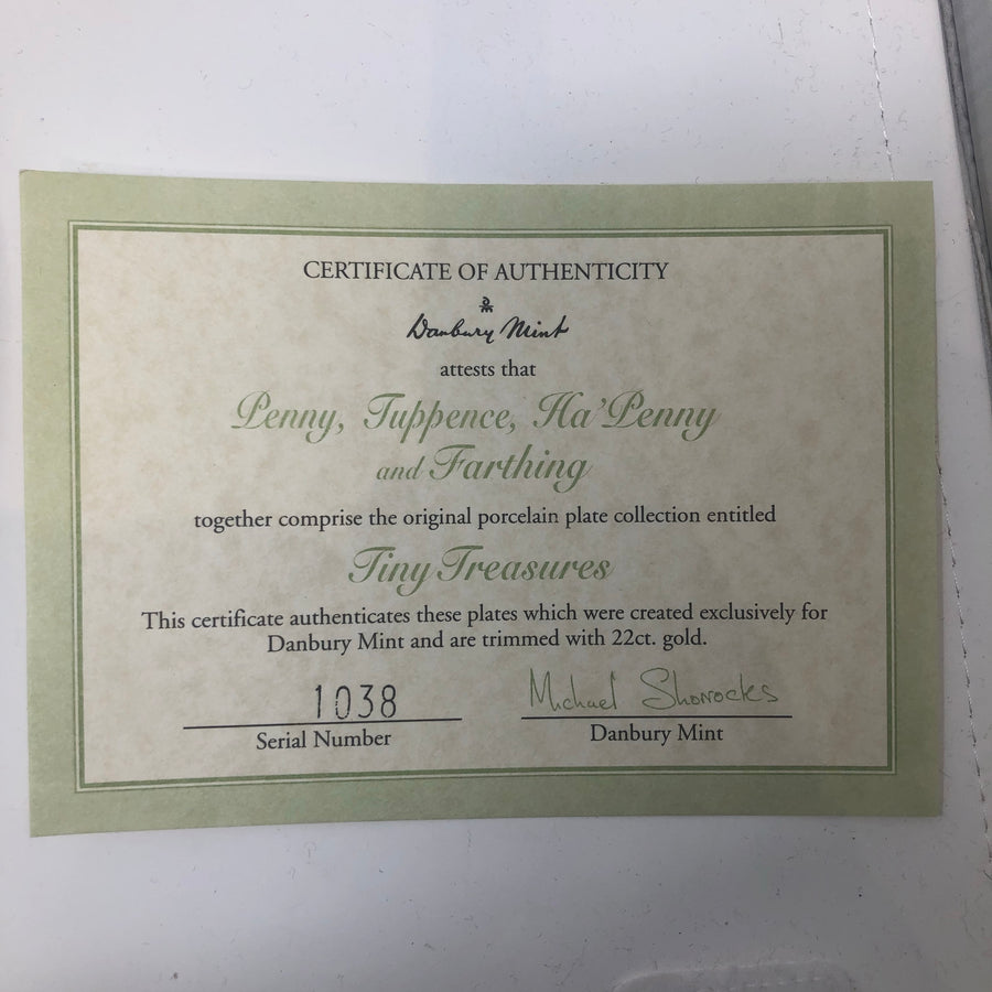 Vintage Set of Tiny Treasures Plates with Certificate