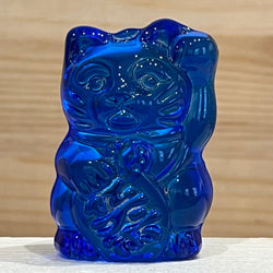 Maneki Neko Lucky Glass Cat Dark Blue - Wisdom and Academic Success